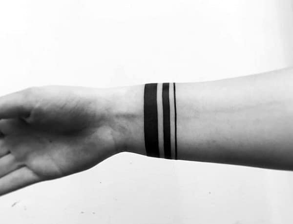 Three Black Bands Mens Wrist Tattoo Ideas