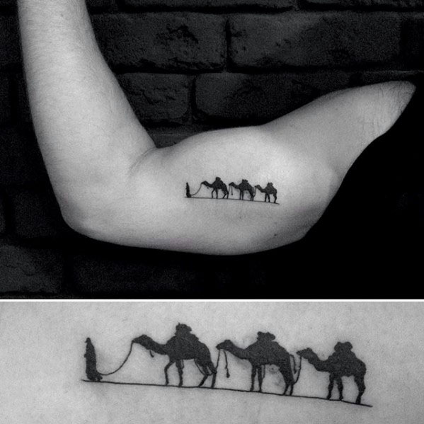 Three Camels Mens Inner Arm Bicep Tattoos