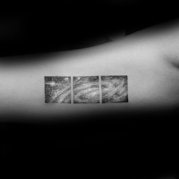 Three Square Blocks Outer Space Sky Awesome Mens Small Detailed Inner Arm Tattoo Ideas