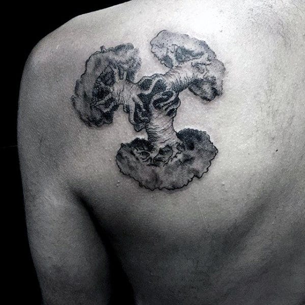 Three Trees Small Mens Shoulder Blade Tattoo