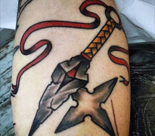 Throwing Star Katina Ninja Male Arm Tattoos