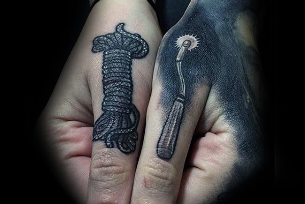Thumb Rope Tattoo On Male