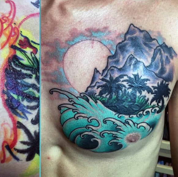 Tide Water Tattoo For Guys On Chest