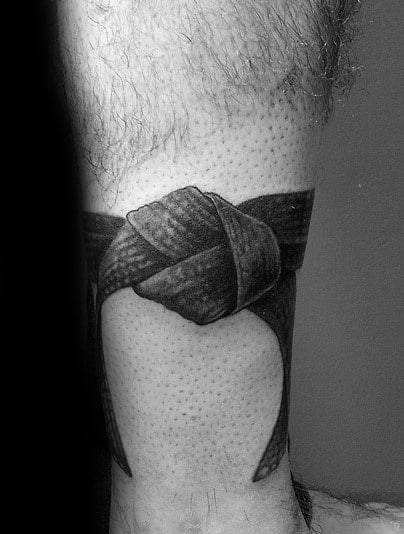Tied Black Belt Mens Jiu Jitsu Legband Tattoo