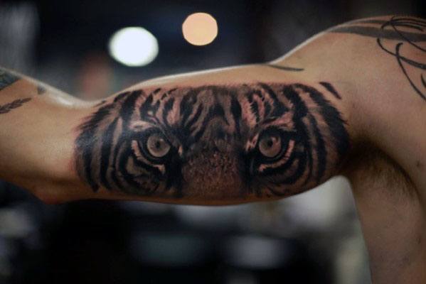 Tiger Eyes Guys Inner Arm Bicep Cool Tattoos