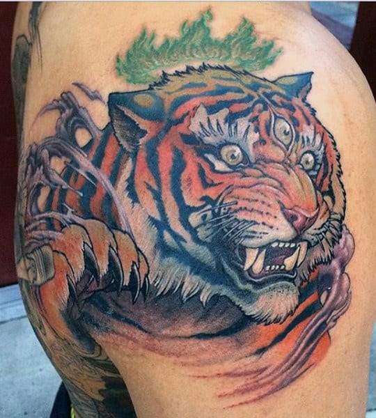 Tiger Man Tattoo On Man