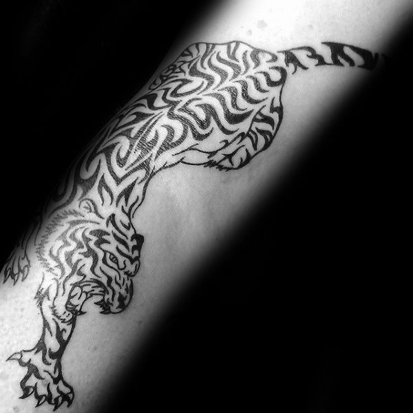 Tiger Stripes Mens Forearm Tribal Tattoos