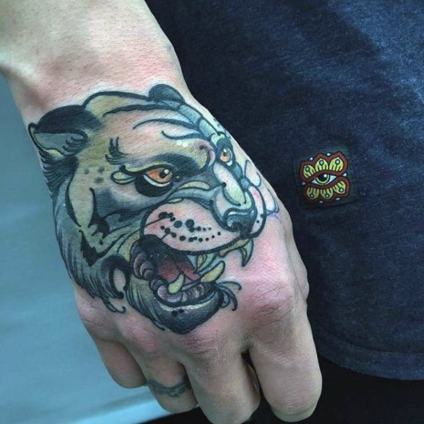 Tiger Unique Hand Mens Old School Tattoo Ideas