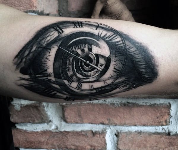 Eye Time Clock Tattoos For Men