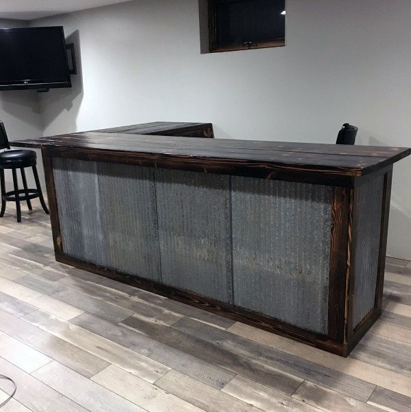 Tin And Wood Bar Design For Home Basement