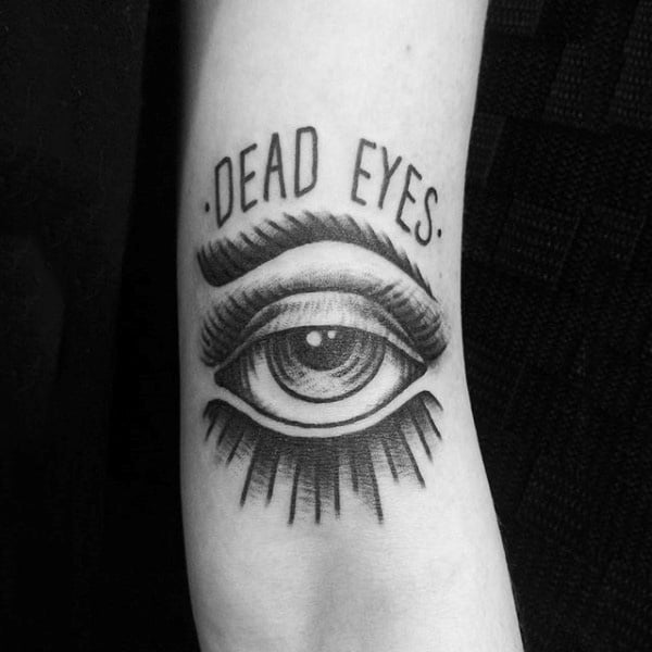 Tiny Dark Dead Eye Tattoo Mens Forearm
