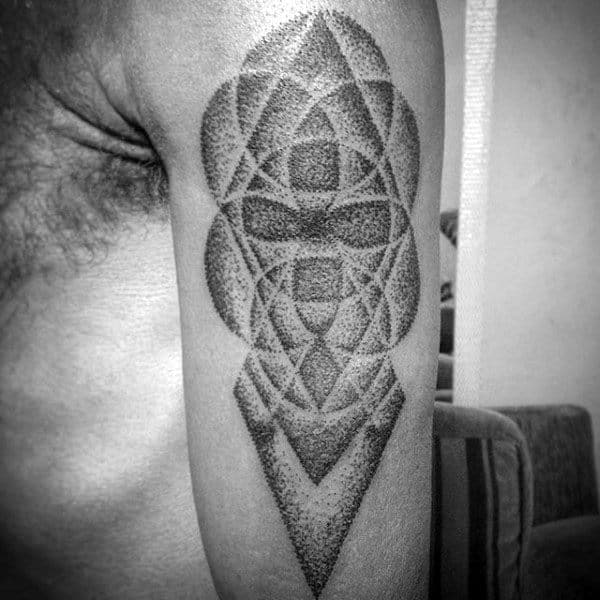 Tiny Dots Pointillism Mens Upper Arm Tattoos