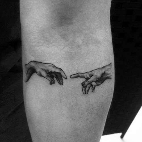 Tiny Inner Forearm The Creation Of Adam Tattoos Men