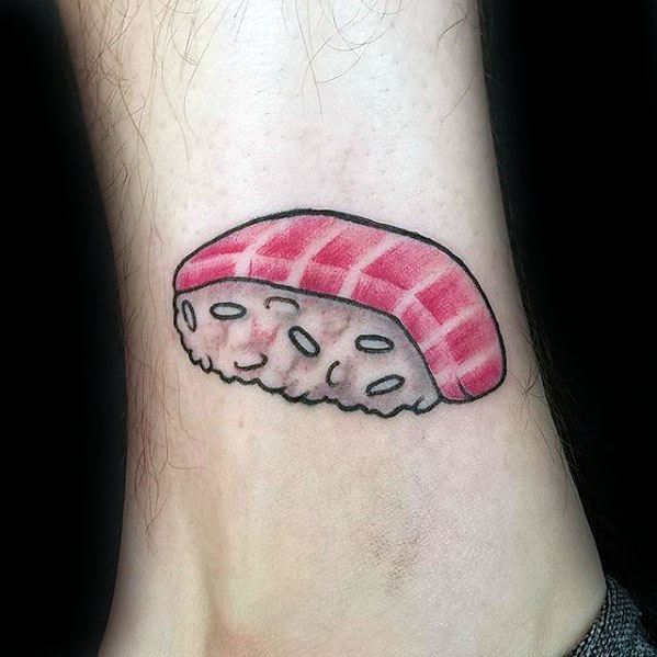 Tiny Lower Leg Sushi Tattoo Designs For Guys