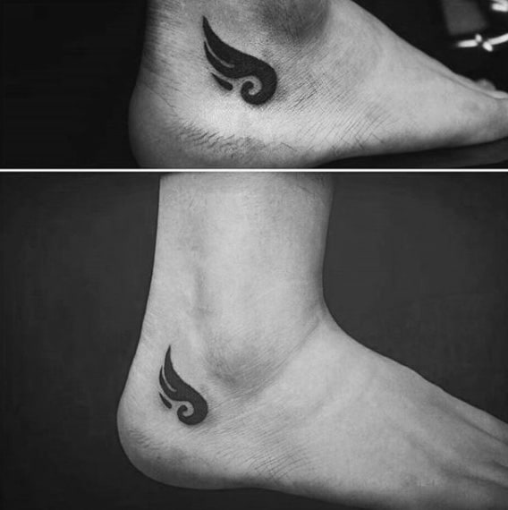 Tiny Mens Hermes Wing Tribal Ankle Tattoos