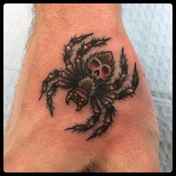Tiny Mens Tarantula Hand Tattoo Ideas