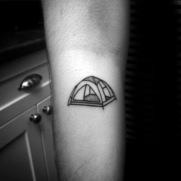 Tiny Small Inner Forearm 3d Tent Tattoo Ideas On Guys