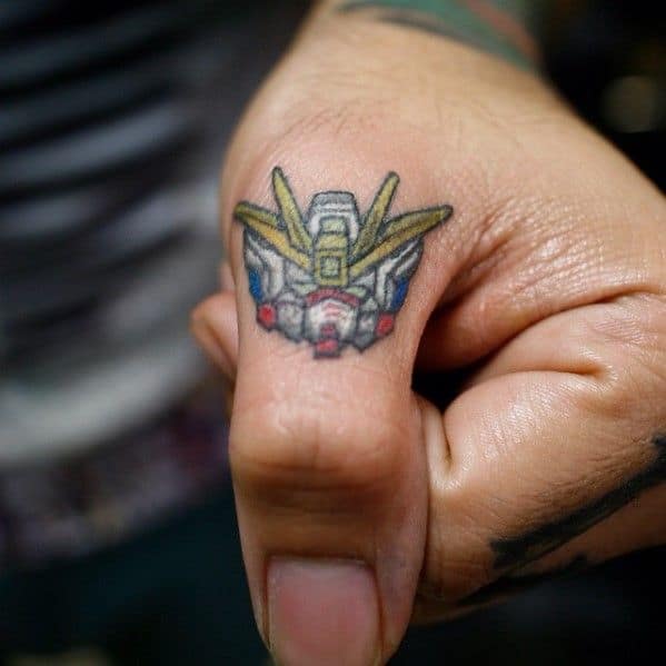 Tiny Thumb Gundam Tattoo Designs For Guys