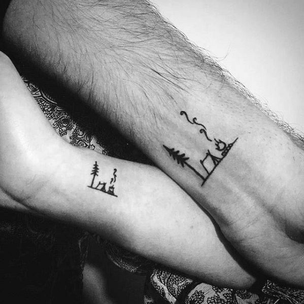 Tiny Wrist Simple Mens Tent Tattoo Design Inspiration