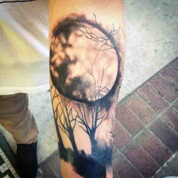 To The Moon And Back Tattoo For Men On Forearm