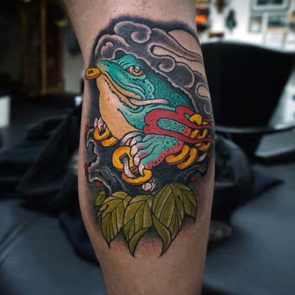 Toad Guys Tattoo Designs On Leg Calf