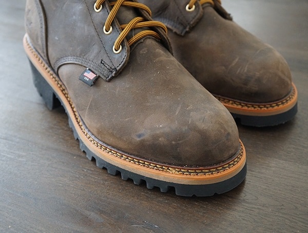 Toe Detail Thorogood Logger Series 9 Inch Brown Crazyhorse Waterproof