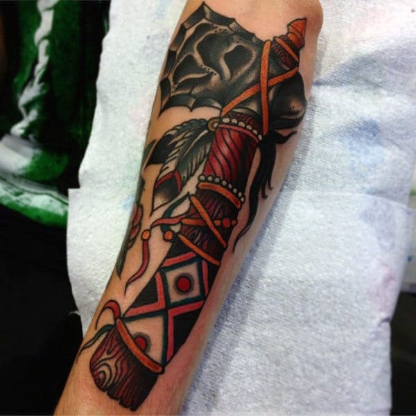 Tomahawk Outer Forearm Male Tattoo Design Inspiration