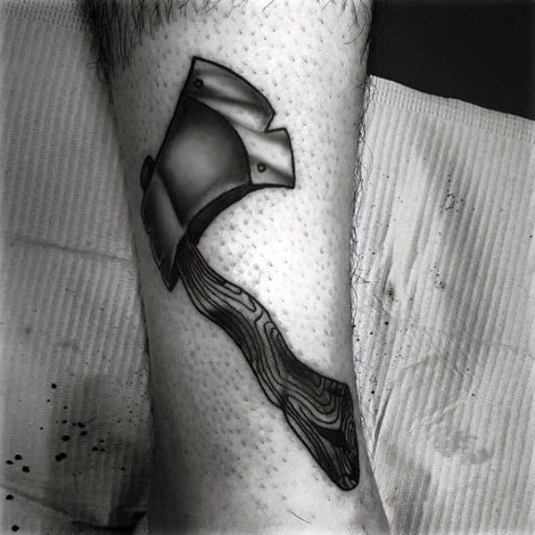 Tomahawk With Shaded Axe Head Mens Tattoo