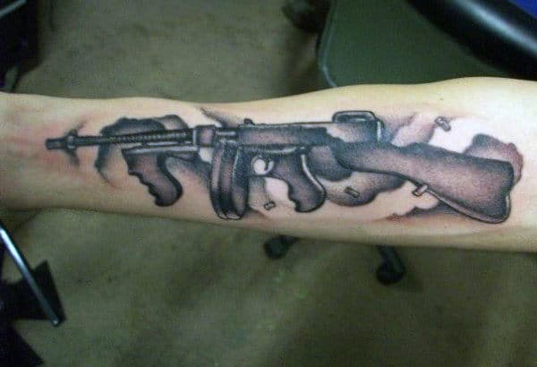 Tommy Machine Gun Tattoos For Men On Wrist