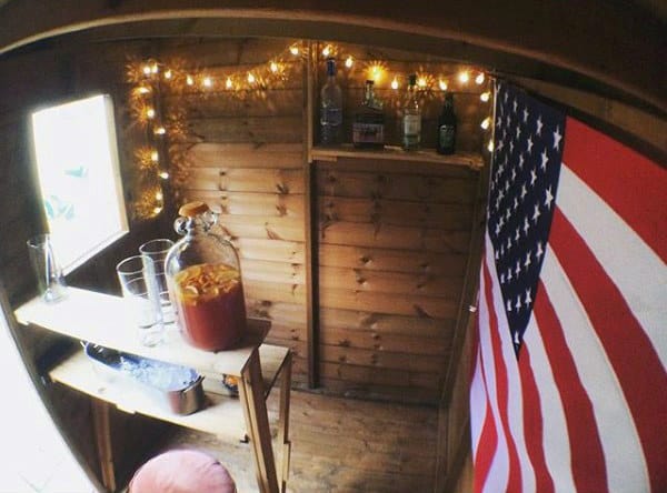 Tool Shed Bar With American Flag And Lights