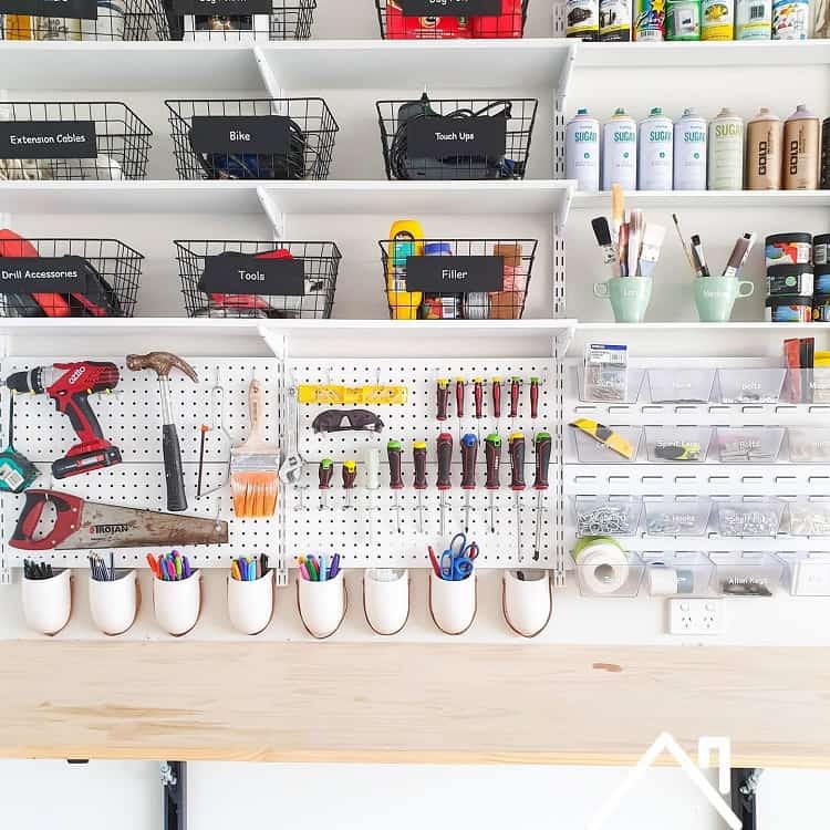 tool wall garage storage solution wire basket storage 