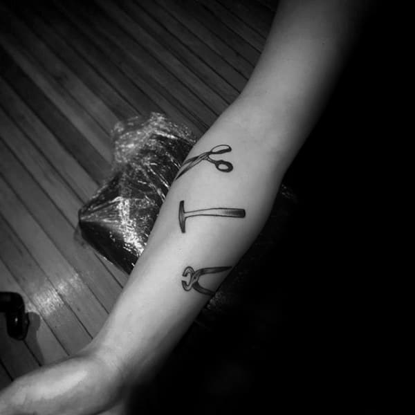 Tools Scissor Mens Forearm Tattoos