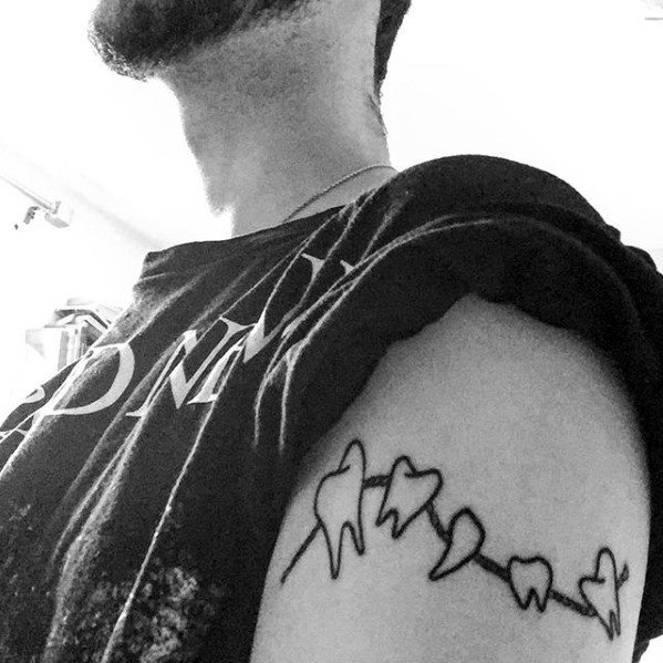 Tooth On A String Simple Arm Guys Tattoos