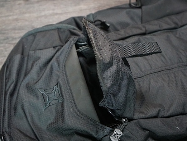 Top Of Front Pack Pulled Open Vertx Edc Gamut Plus Backpacks
