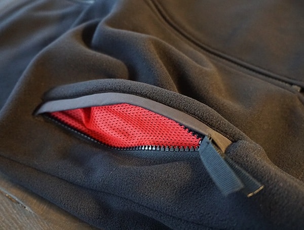 Topo Designs Fleece Hoodie Side Pockest With Red Mesh Interior Lining