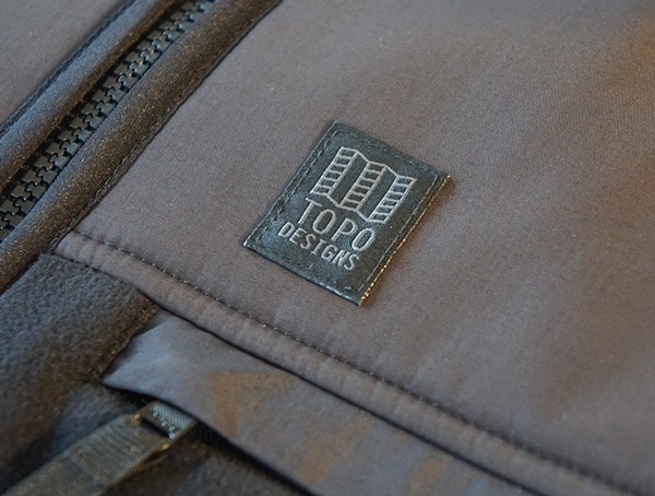 Topo Designs Fleece Hoodie Stiched Topo Logo Detail