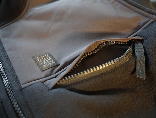 Topo Designs Fleece Hoodie Upper Chest Pocket With Zipper