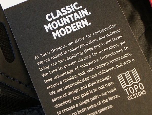 Topo Designs Klettersack Backpack Classic Mountain Modern Tag