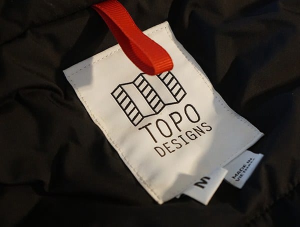 Topo Designs Mountain Mens Jacket Inner Brand Tag