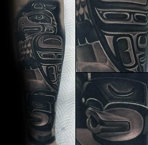 Totem Pole Inner Forearm Mens Tattoos