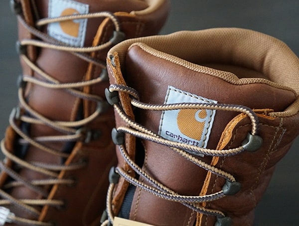 Tounge And Lace Detail With Metal Hardware Mens Work Boots Carhartt Made In The Usa 8 Inch Composite Toe