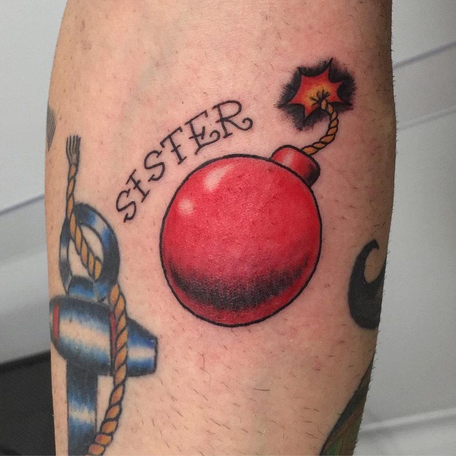 Traditional Bomb Sister Tattoo