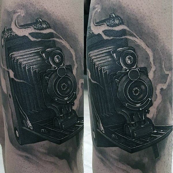 Traditional Camera Tattoo Male Forearms