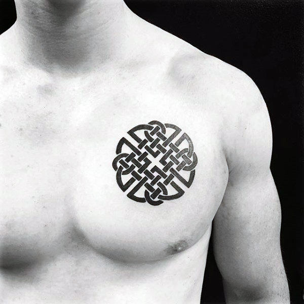 Traditional Celtic Knot Mens Small Upper Chest Tattoos