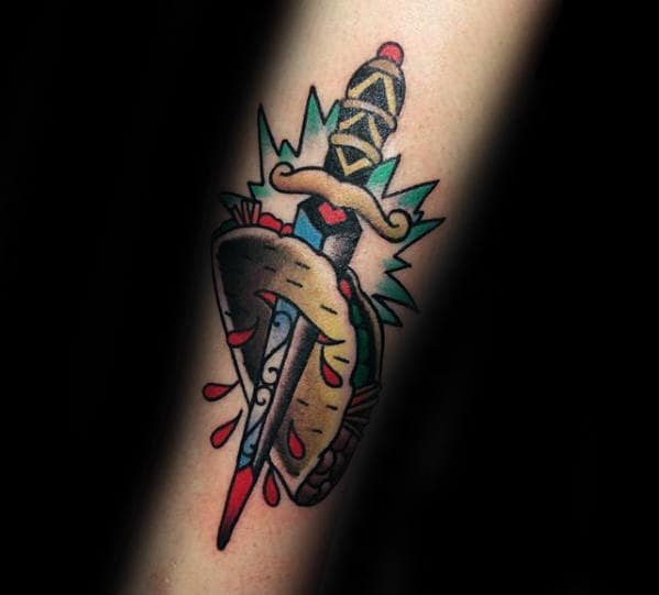 Traditional Dagger With Dagger Guys Unique Forearm Tattoo
