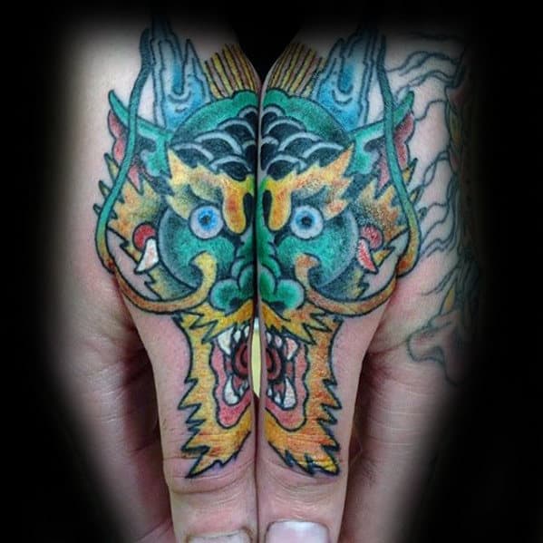 Traditional Dragon Badass Hand Tattoos For Men