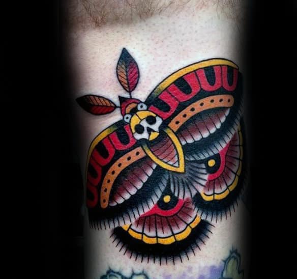 Traditional Guys Decorative Moth Arm Tattoo Ideas