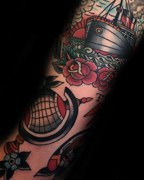 Traditional Guys Globe Forearm Tattoo Designs
