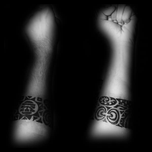 Traditional Hawaiian Male Forearm Band Tattoos