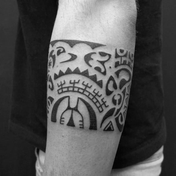 Traditional Hawaiian Tribal Armband Tattoo Designs For Guys